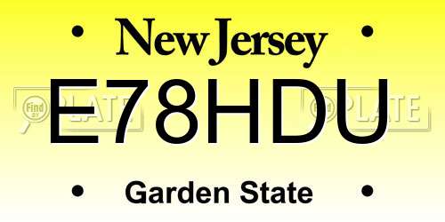 E78HDU New Jersey License Plate
