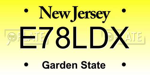 E78LDX New Jersey License Plate