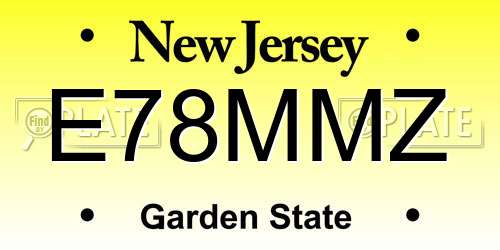 E78MMZ New Jersey License Plate