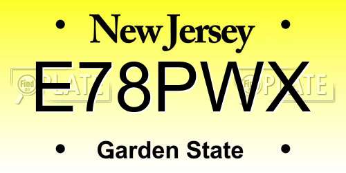 E78PWX New Jersey License Plate