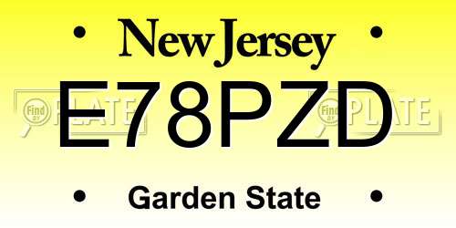E78PZD New Jersey License Plate