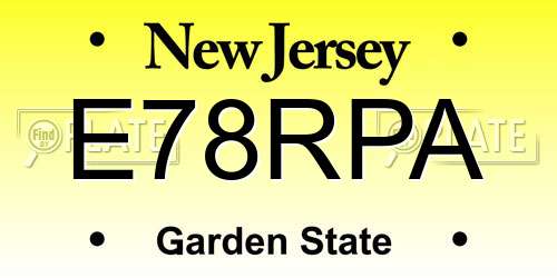 E78RPA New Jersey License Plate