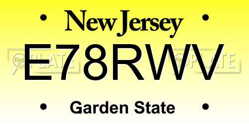 E78RWV New Jersey License Plate