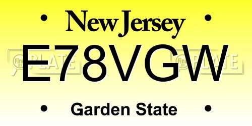 E78VGW New Jersey License Plate