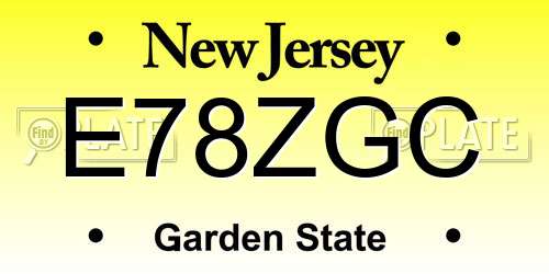 E78ZGC New Jersey License Plate