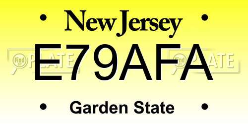 E79AFA New Jersey License Plate