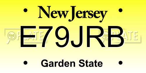 E79JRB New Jersey License Plate