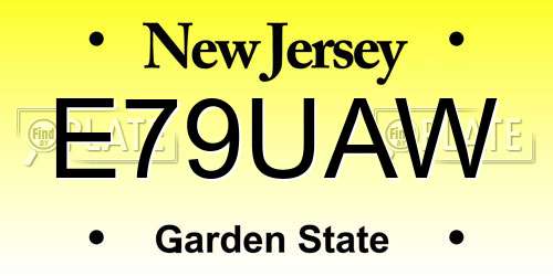 E79UAW New Jersey License Plate