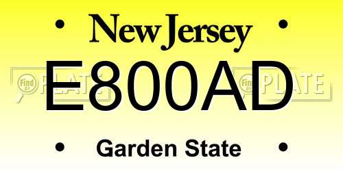 E800AD New Jersey License Plate