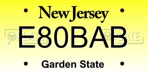 E80BAB New Jersey License Plate