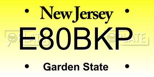 E80BKP New Jersey License Plate