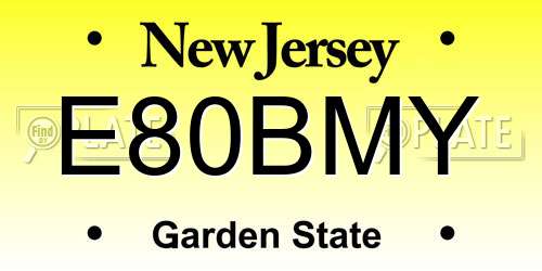 E80BMY New Jersey License Plate