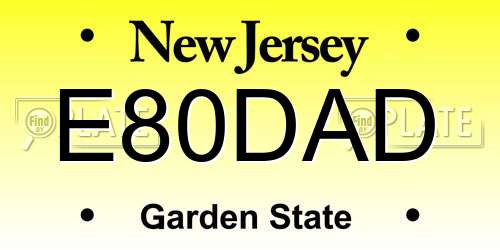 E80DAD New Jersey License Plate