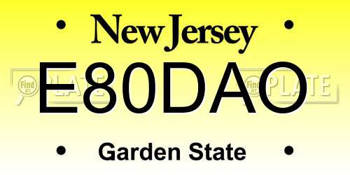 E80DAO New Jersey License Plate