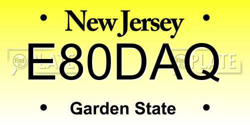 E80DAQ New Jersey License Plate