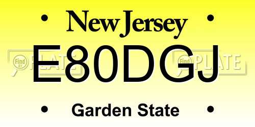 E80DGJ New Jersey License Plate