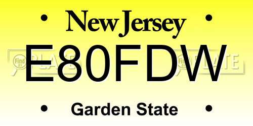 E80FDW New Jersey License Plate