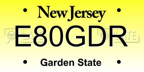 E80GDR New Jersey License Plate
