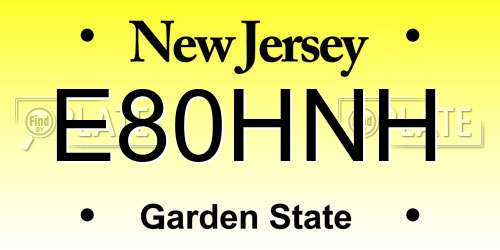 E80HNH New Jersey License Plate