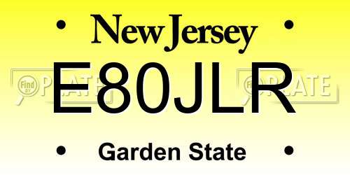 E80JLR New Jersey License Plate