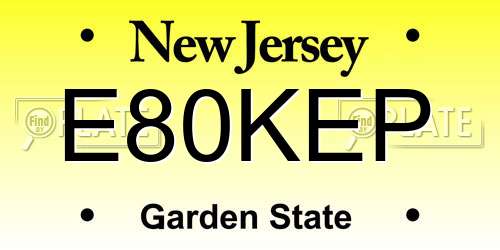 E80KEP New Jersey License Plate