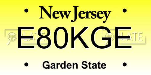 E80KGE New Jersey License Plate