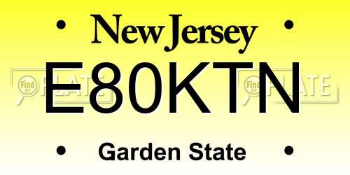 E80KTN New Jersey License Plate