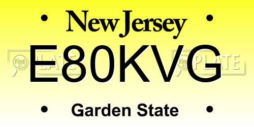 E80KVG New Jersey License Plate