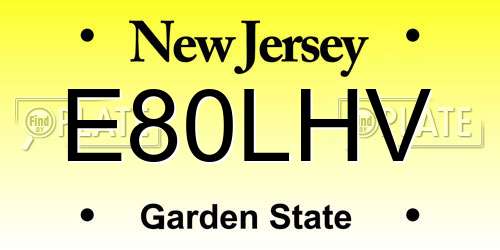 E80LHV New Jersey License Plate