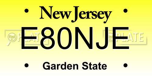 E80NJE New Jersey License Plate