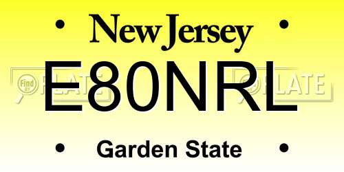 E80NRL New Jersey License Plate