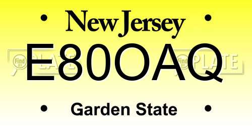 E80OAQ New Jersey License Plate