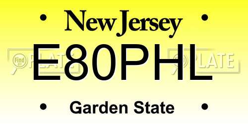 E80PHL New Jersey License Plate