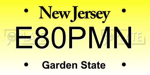 E80PMN New Jersey License Plate