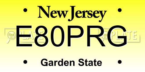 E80PRG New Jersey License Plate