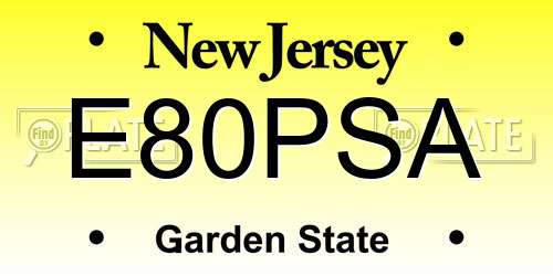 E80PSA New Jersey License Plate