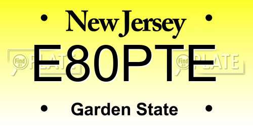 E80PTE New Jersey License Plate