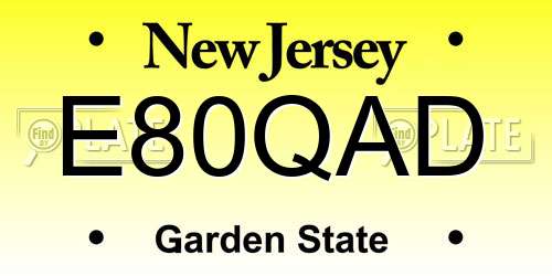 E80QAD New Jersey License Plate