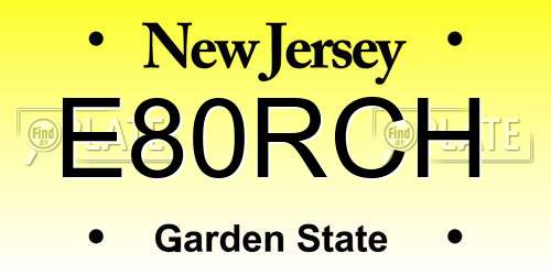 E80RCH New Jersey License Plate