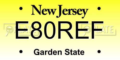 E80REF New Jersey License Plate