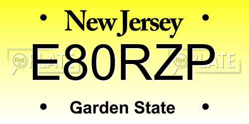 E80RZP New Jersey License Plate