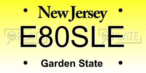 E80SLE New Jersey License Plate