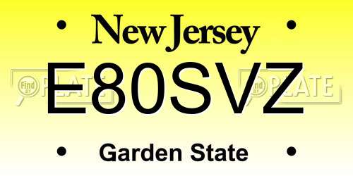 E80SVZ New Jersey License Plate
