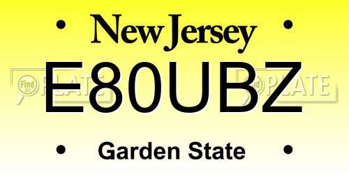 E80UBZ New Jersey License Plate