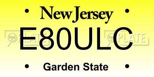 E80ULC New Jersey License Plate