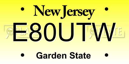 E80UTW New Jersey License Plate