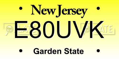 E80UVK New Jersey License Plate