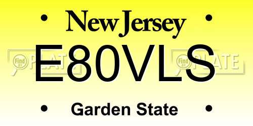 E80VLS New Jersey License Plate