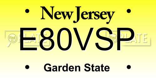 E80VSP New Jersey License Plate