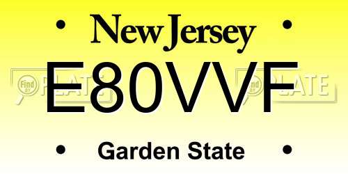 E80VVF New Jersey License Plate